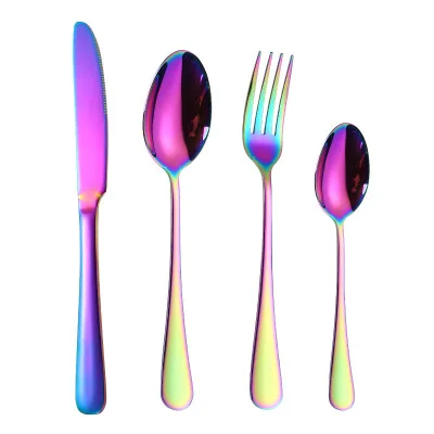 

Hot Sell Restaurant Colorful Dinner Set Cutlery Set Stainless Steel Flatware, Silver, blue, purple, gold, black, rose gold, colorful