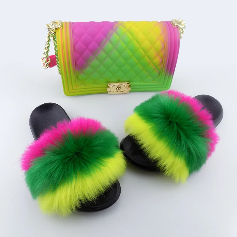 

2020 fur slippers cute ladies sandals for women, 7 colors