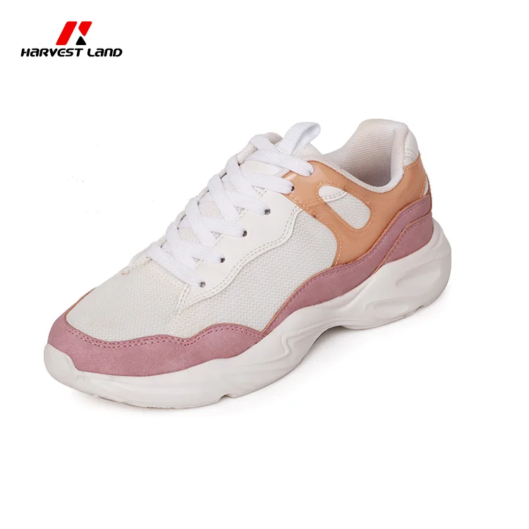 

Sports Antiskid Sneaker Fashion Walking Style Shoes New Fancy Walking Running Shoes Sport Casual Women Pink Wholesale Lace OEM, As photos,or as your request