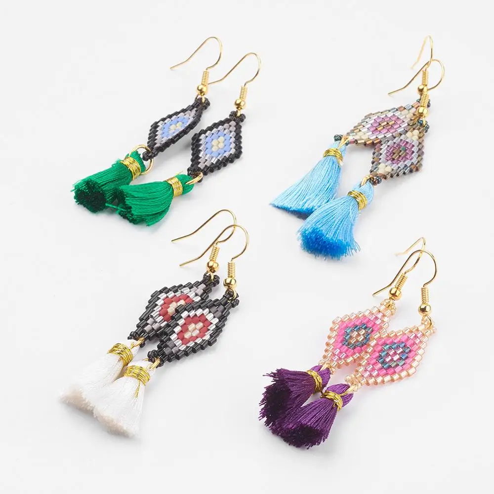 

PandaHall MIYUKI & TOHO Japanese Seed Beads Rhombus Loom Pattern Dangle Earrings