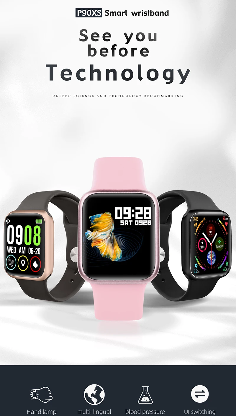 P90 Smart Watch Full Touch Screen Wireless Charging Sport Fitness Heart Rate Blood Pressure BT Bracelet Message Reminder(1).jpg