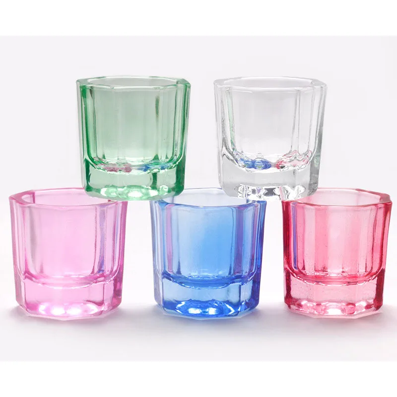 

Manicure Colored Small Liquid Cup Octagonal Nail Washing Cup Glass Crystal Dappen Dish For Nail Art