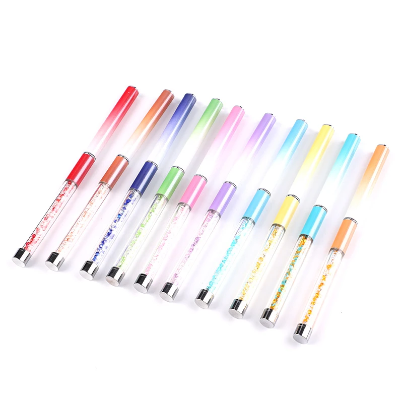 

High Quality Custom Logo Gradient Nylon Hair Acrylic Diamond Handle Brush Acrylic Nail Liner Brush, Pictures showed