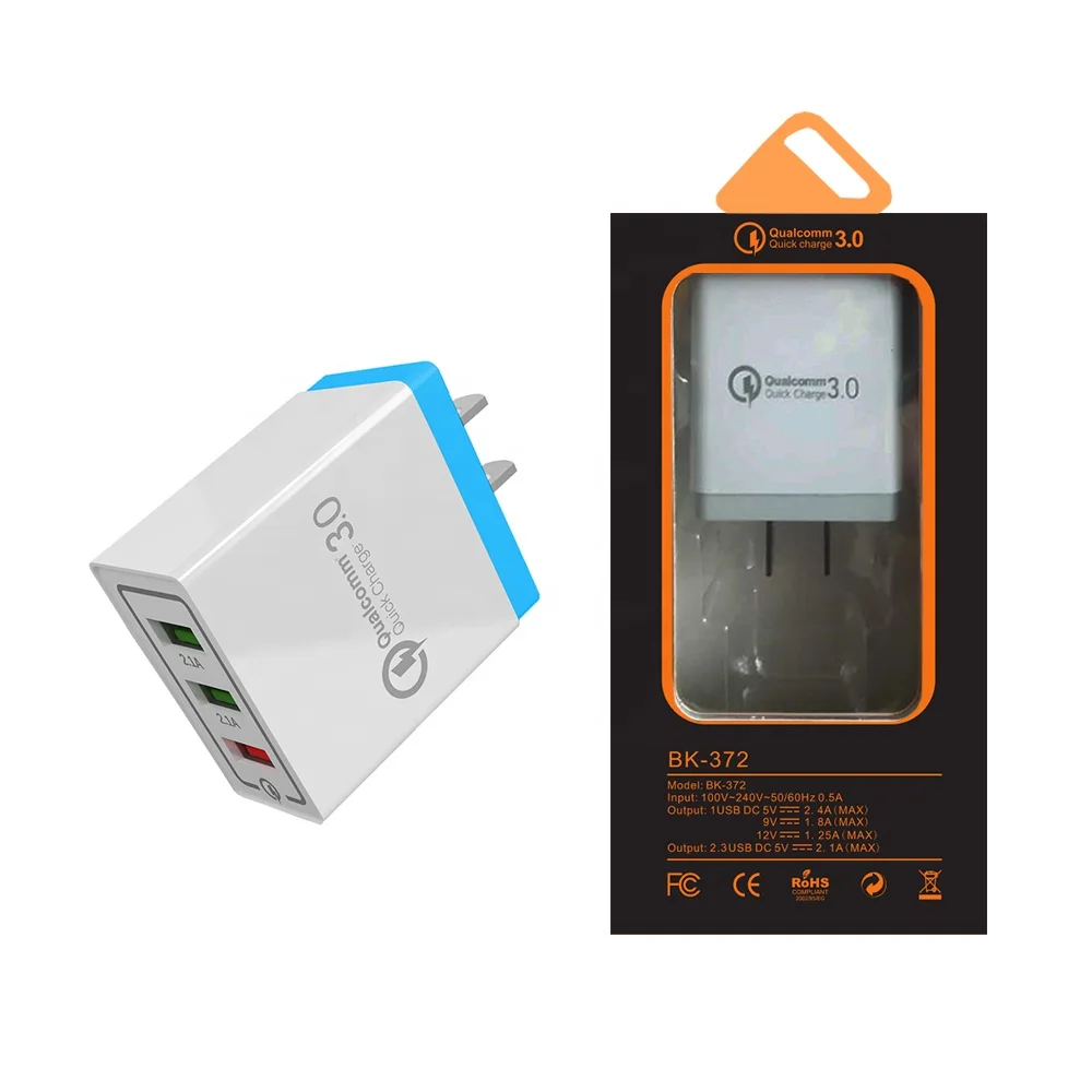 
3-Port USB Fast Wall Charger AC Power Adapter US Plug for Samsung iPhone 