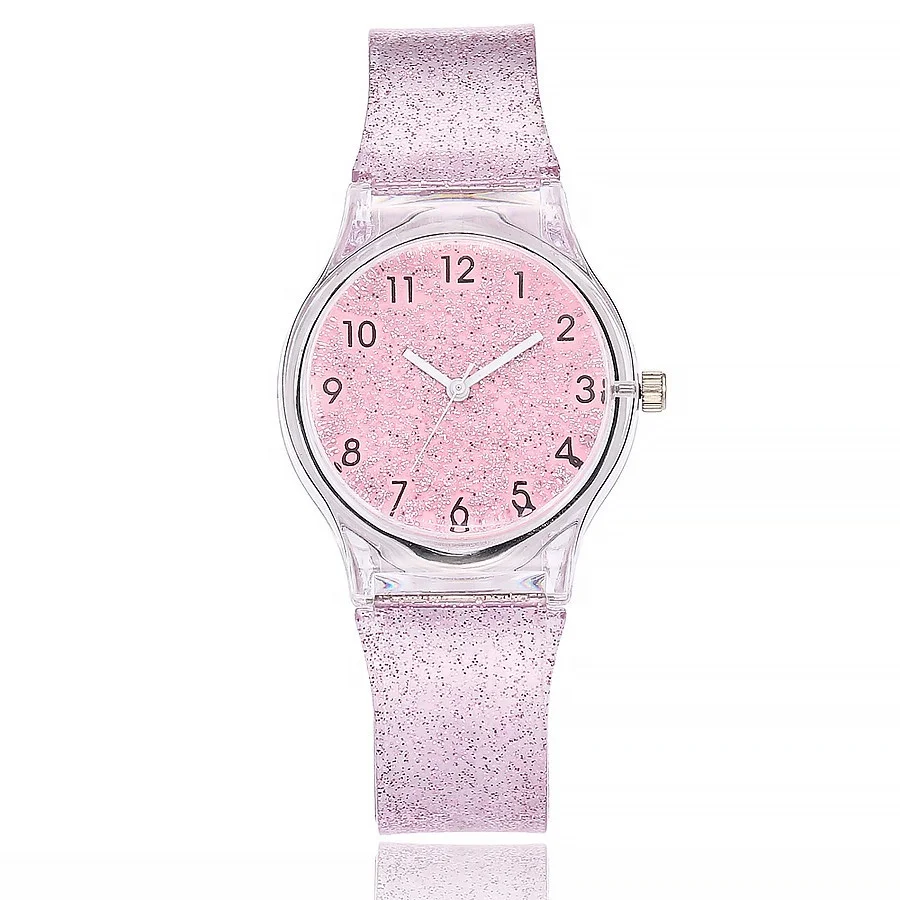 

New Design Pink Silicone Transparent Starry Sky Women Watch Pictures Of Fashion Girls Watches