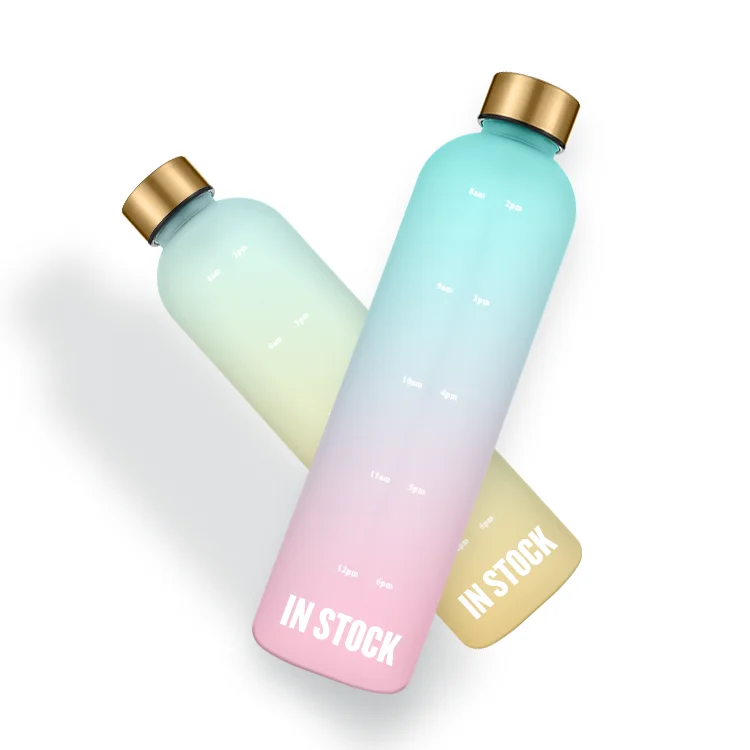 

Hot BPA-Free 1L Motivational Water Bottle with Time Marker Reusable and Durable Tritan Frosted Plastic Bottle, Customized color