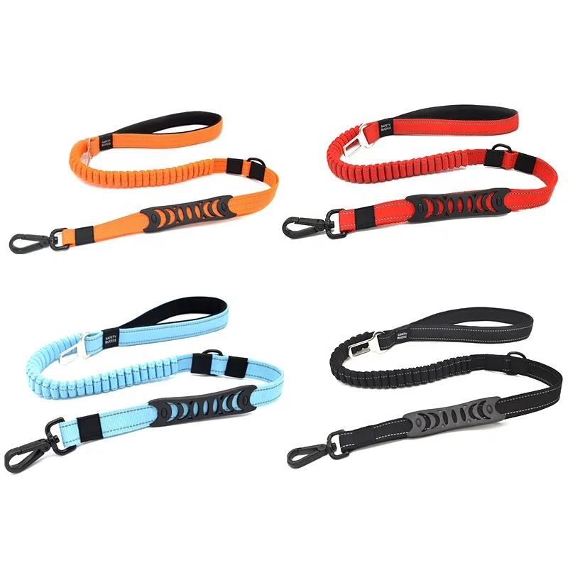 

Car Traction Rope Buffer Retractable Reflective Traction Belt Pet Collars And Leashes Dog Leash For Sale, Orange and red and blue and black