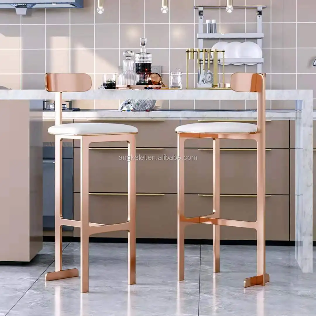 Custom Made Light Luxury Postmodern Stainless Steel Bar Stool Metal