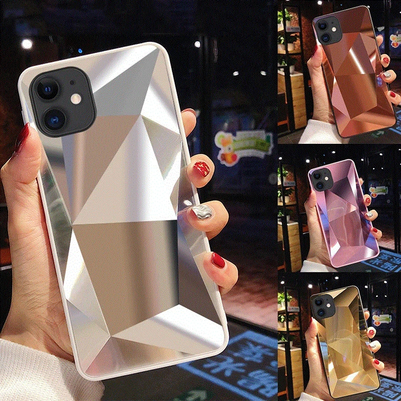 

Laudtec 3D Diamond Pattern Cute Candy Color Mirror Laser Shockproof Protective Flexible Soft TPU Girls Case For iPhone 12 Pro