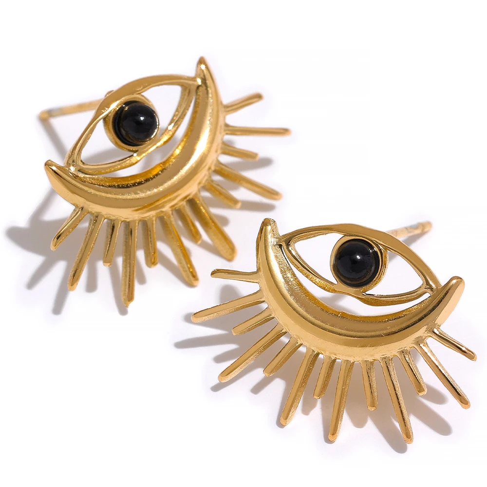 JINYOU 2183 Vintage Stainless Steel Turkish Eye Charm Fashion Stud Earrings Tarnish Free Unique Trendy Personality Jewelry Women