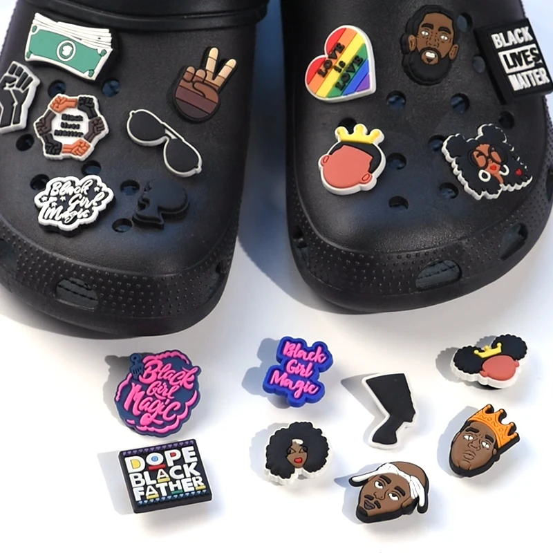 

Wholesale clog black culture pvc custom designer croc shoe charms shoes accessories black lives matter i said what i said mixed, Customized