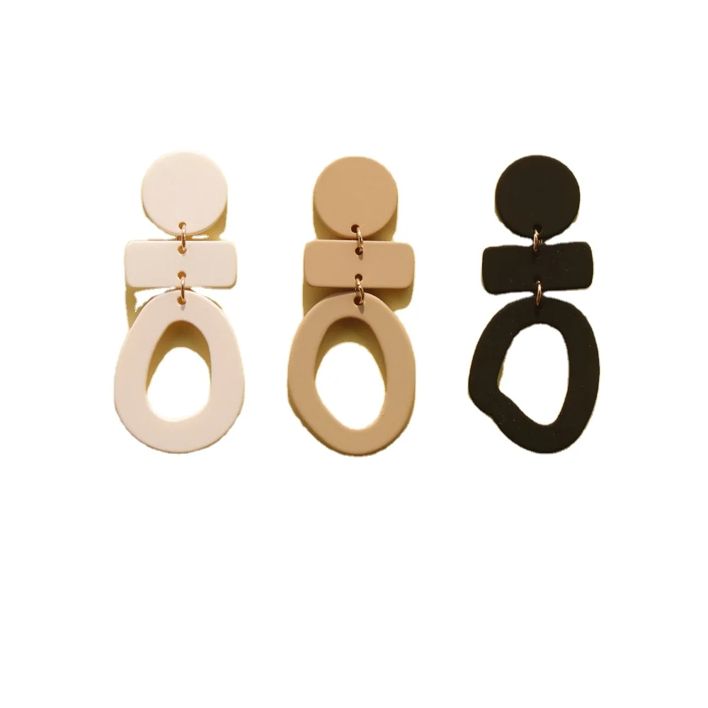 

2020 NEW Simple Vintage Female Printed Earings for Women Fashion Jewelry Statement Geometric Pendant Jewelry Gift, Colorful