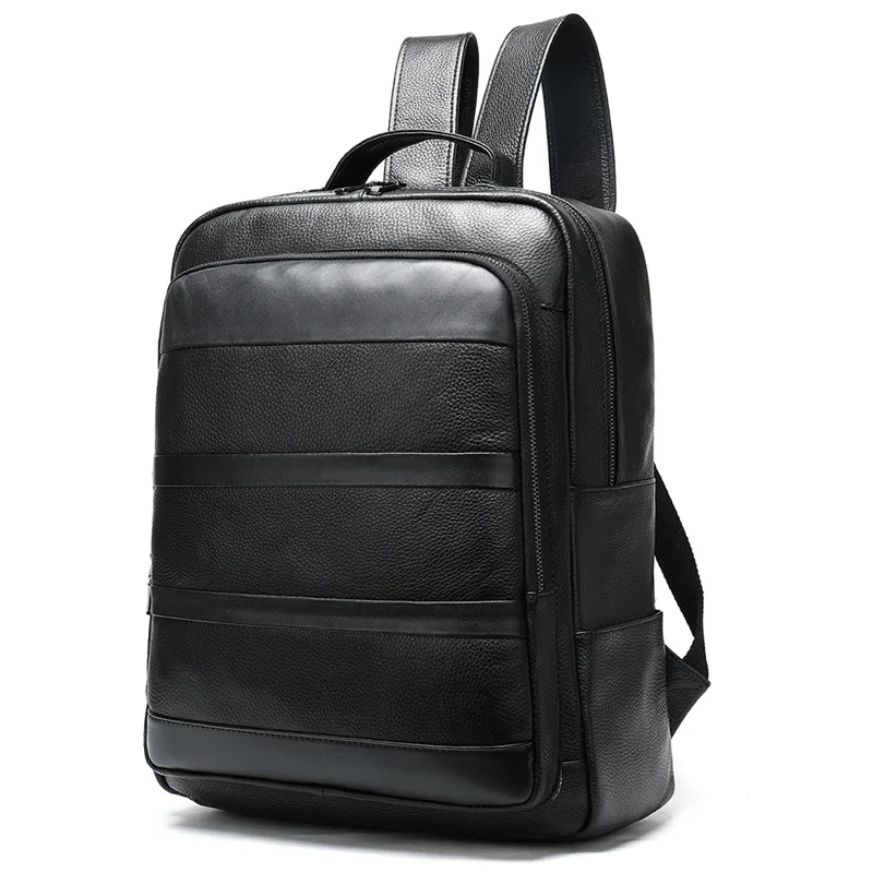 

Genuine Leather real school bag backpack 8878 Large Capacity Travel Laptop Backpack Bag for Men, Black