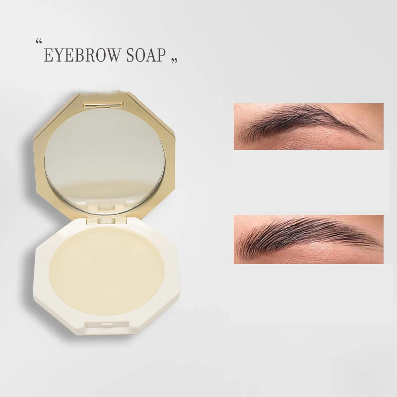 

Brow Styling Soap Private Label Brow Cream Eyebrow Soap Hexagon Case With Mirror And Brush Eyebrow Wax Eyebrow Gel No Logo, Colorless