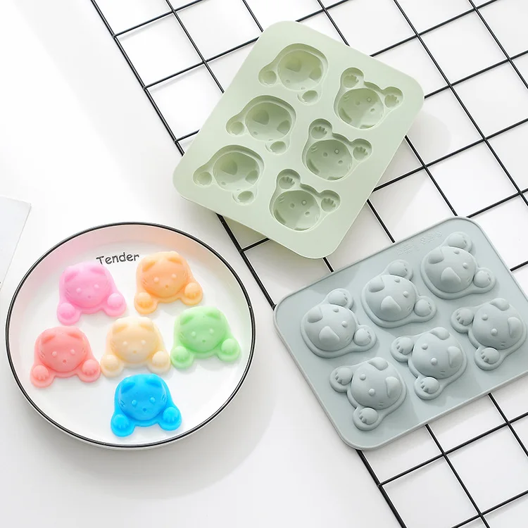 

Cartoon 6 kittens silicone mold chocolate cake candy food supplement tool baking mold, 4 colors