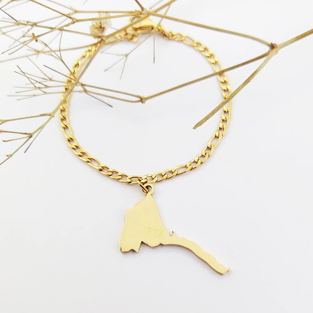 

Stainless Steel Eritrea Map Charm Bracelet Joyas Gold Plated Map Of Eritrea Chain Bracelets Jewelry Set Joyeria Acero Inoxidable, Steel/gold/rose gold and other