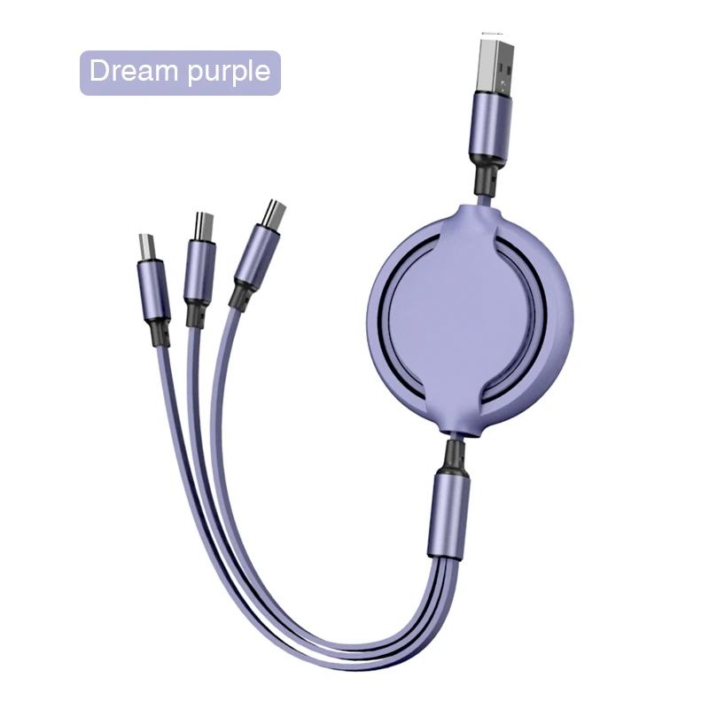 

2020 NEW Colorful Shenzhen Data Line Newest Nylon 1.2M Micro Usb Type-C Ios Cable 3 In1 Fast Charge Cellphone Data Line, Purple \red\green \pink \yellow\oem