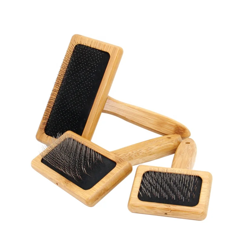 

Factory Wholesale Pet Cleaning & Grooming Products Bamboo Wooden Pet Wire Pin Brush Cat Dog Hair Grooming Slicker Brush, Natural