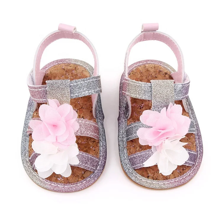 

2021 latest designer round toe cork glitter toddler girl sandals, As pics shown