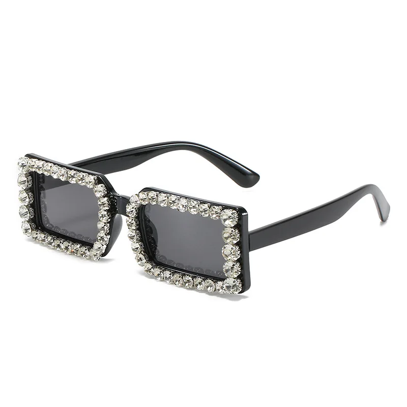 

DCOPTICAL 2021 Vintage Women Sun Glasses Luxury Rhinestone Rectangle Shades Small Frame Sunglasses