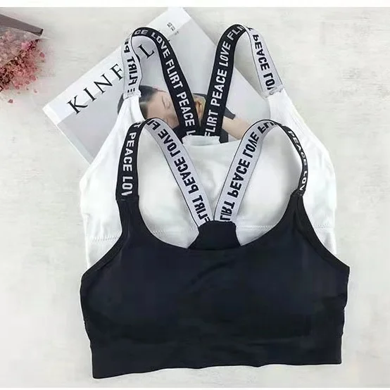 

Sports Bra Yoga Of Women Sport Fitness Letters For Black White Running Gym Top