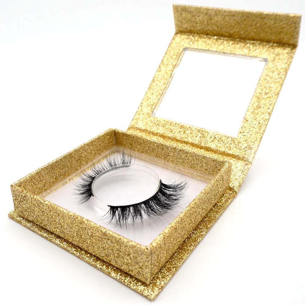 

Luxury Eyelash Box Paper Eyelash Box Gold Material and Custom Eyelash Mink Fur 25mm Mink Full Strip Lashes Hand Made Thick 24/7