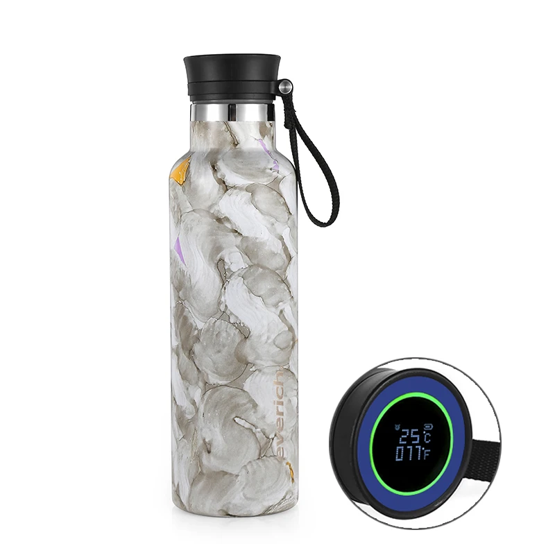 

Newly designed 600ml smart water bottle double wall stainless steel thermo bottle LCD screen temperature display