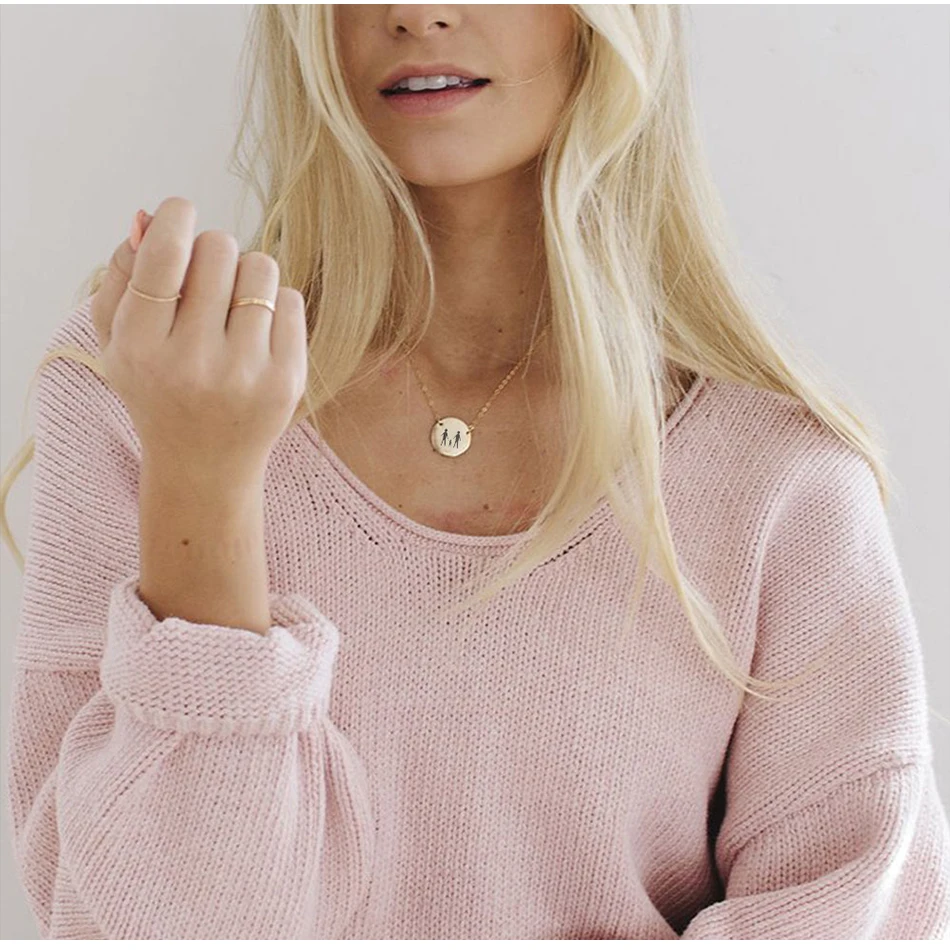 

Personalized Family Jewelry Women's Stainless Steel Gold Plated Pendant Necklace
