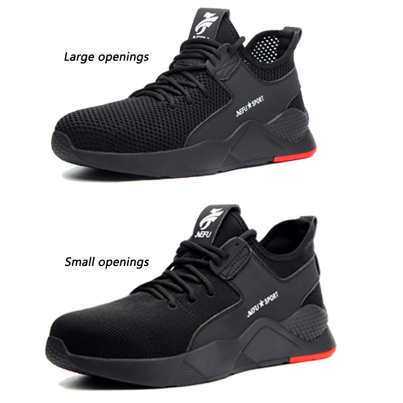 

new style steel toe men fashion sneakers running bicycle working hiking brand safety shoes, Balck