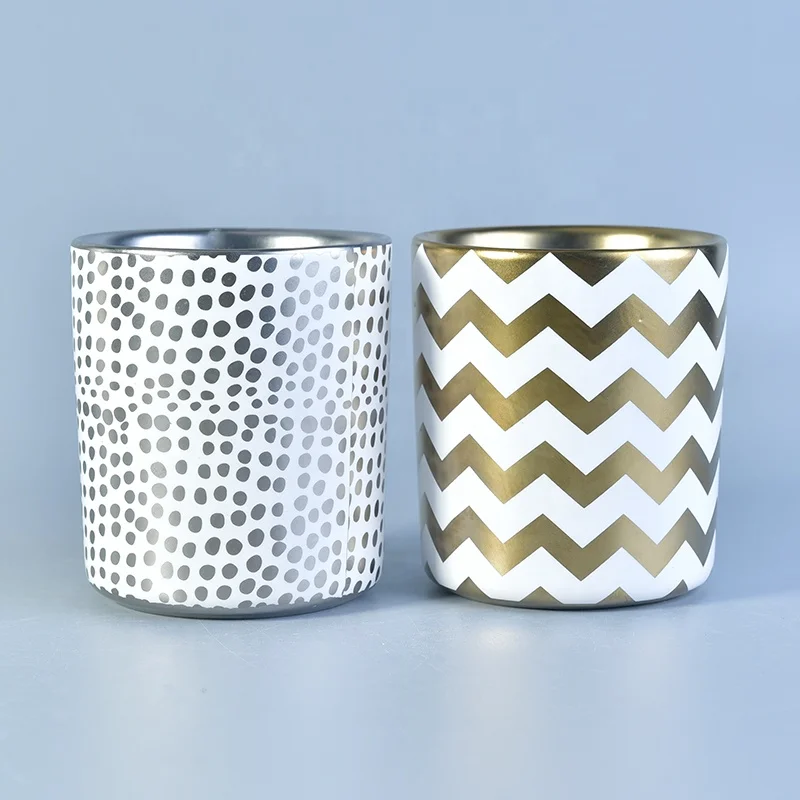 Decorative Gold Plating Ceramic Candle Jars For Christmas