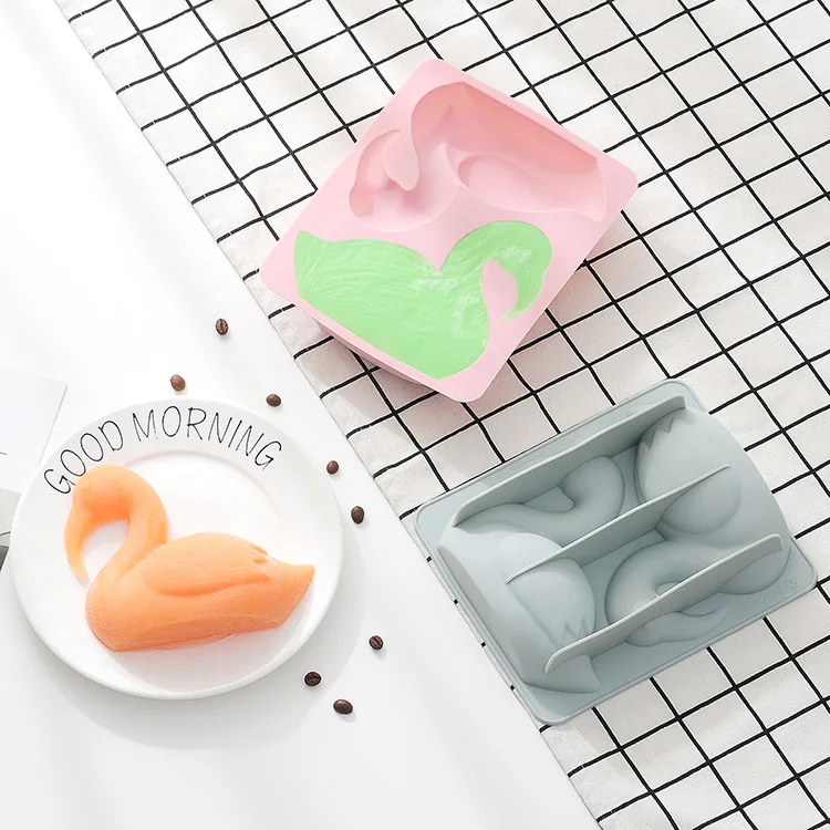 

China new products blue pink silica gel 2 large flamingo silicone cake molds use Decorating cake/baking/home