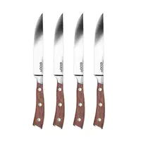 

High Carbon German Stainless Steel 5 Inch Non Serrated Steak Knife Set with Wooden Handle
