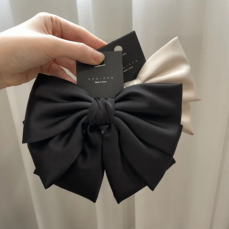 

Fashion hair accessories women three-layer oversize satin silk bow clips for women