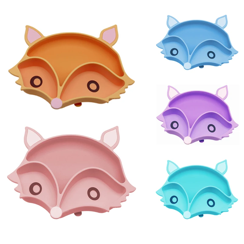 

bpa free safety health silicone plate baby dinner suction plate bowl, Blue,green,pink,orange,purple