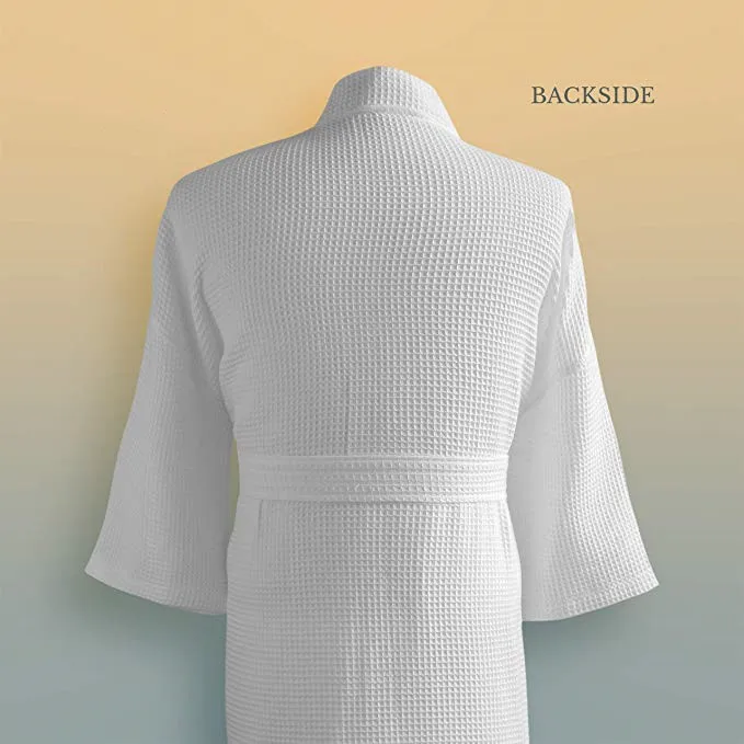 
Hotel Waffle Bathrobes with Customized Embroidery logo - 100% Egyptian Cotton Hotel Spa Waffle Bathrobe Set 