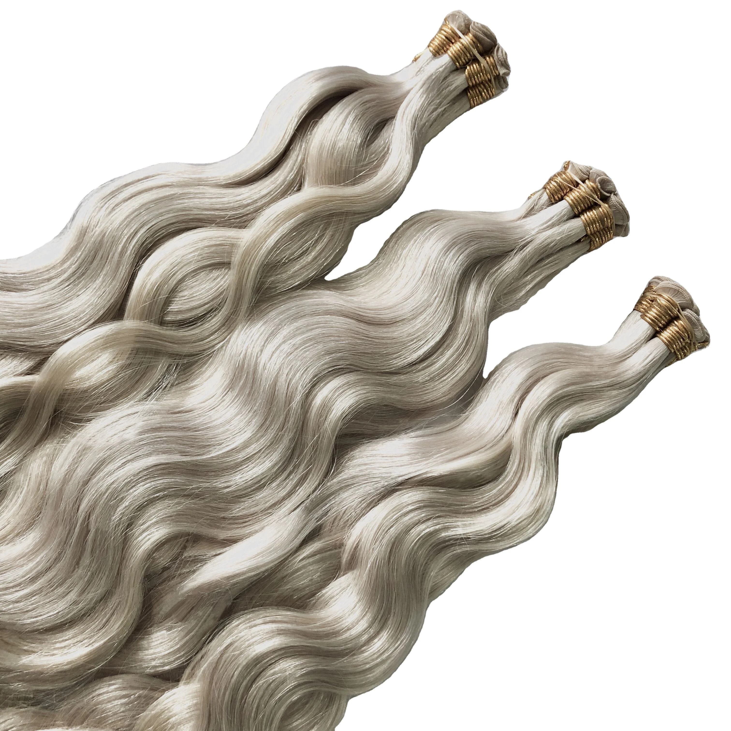 

Natural Wave the whitest blonde color unprocessed hand tied weft hair extension super double drawn, Natural colors
