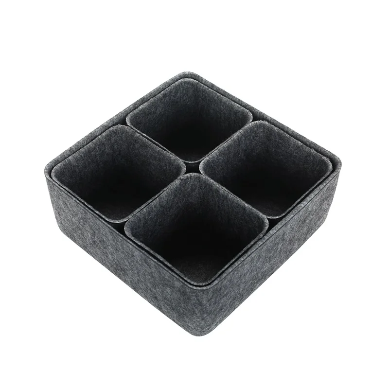 

Customized creative home 5-piece set of felt miscellaneous organizer environmentally friendly felt storage box desktop storage