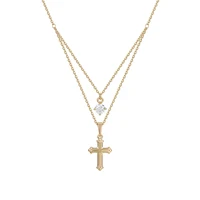 

xuping Fashion Elegant Multi-level Chain Necklace 18k Gold Cross Pendant Zircon Necklace, Women's Jewelry