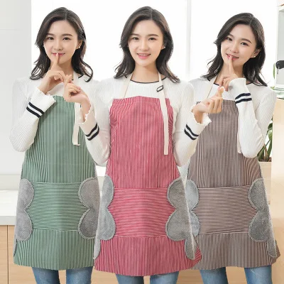 

Korean Fashion Apron Female Cute Kitchen Waterproof Cooking Work Clothes Overalls Cotton And Linen Waist Oil-proof