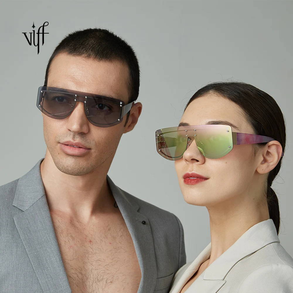 

VIFF Hot Standard Sunglasses HP19567A Metal Frame Oversized Silver Coating Sunglasses, Multi and oem