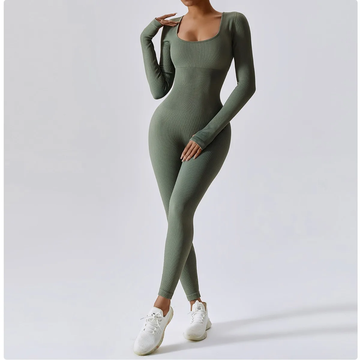 

Seamless Yoga Bodysuit Spring Dance Fitness Exercise Jumpsuits Tight lLng-sleeved Yoga Suit Female