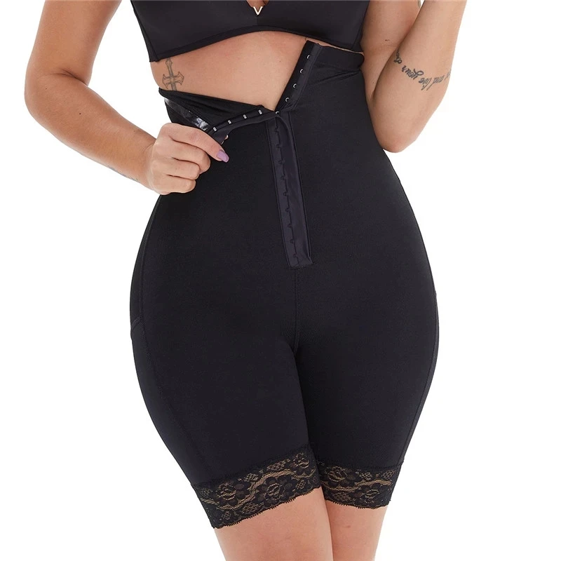 

New Design Polyester Fajas Short Pants High Elastic Lace Full Body Shaper Slimming Shaperwear Bodysuit, Beige,black