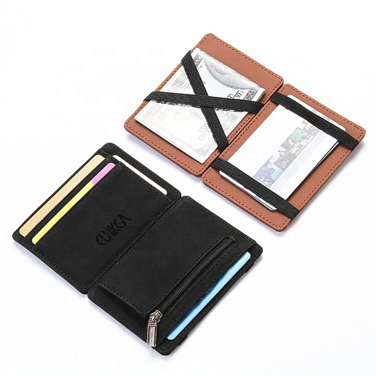 

4 Color Ultra Thin New Men Male Pu Leather Mini Small Magic Wallets Zipper Coin Purse Pouch Plastic Credit Bank Card Case Holder, 4 colors