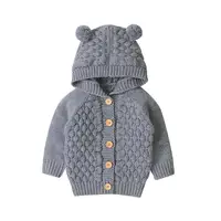 

Winter Thick Warm Knitted Baby Sweaters Cardigans Autumn Hooded Long Sleeve Infant Kids Boys Girls Jackets Button Up Coats 0-18M
