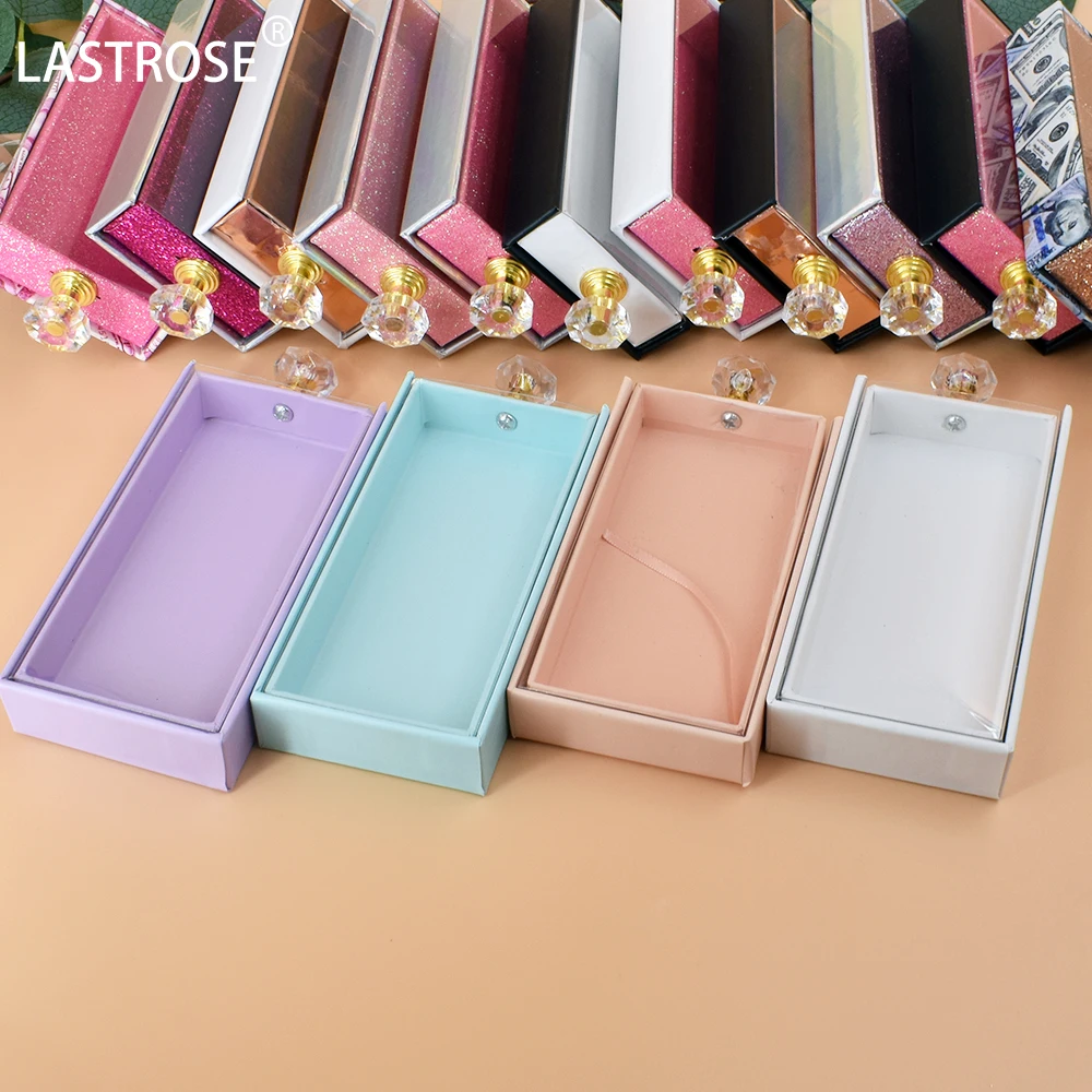 

Wholesale Mink Lashes Packaging Makeup 25mm Fluffy Mink Eyelashes Package PVC window diamond handle drawer Boxes Lash Boxes