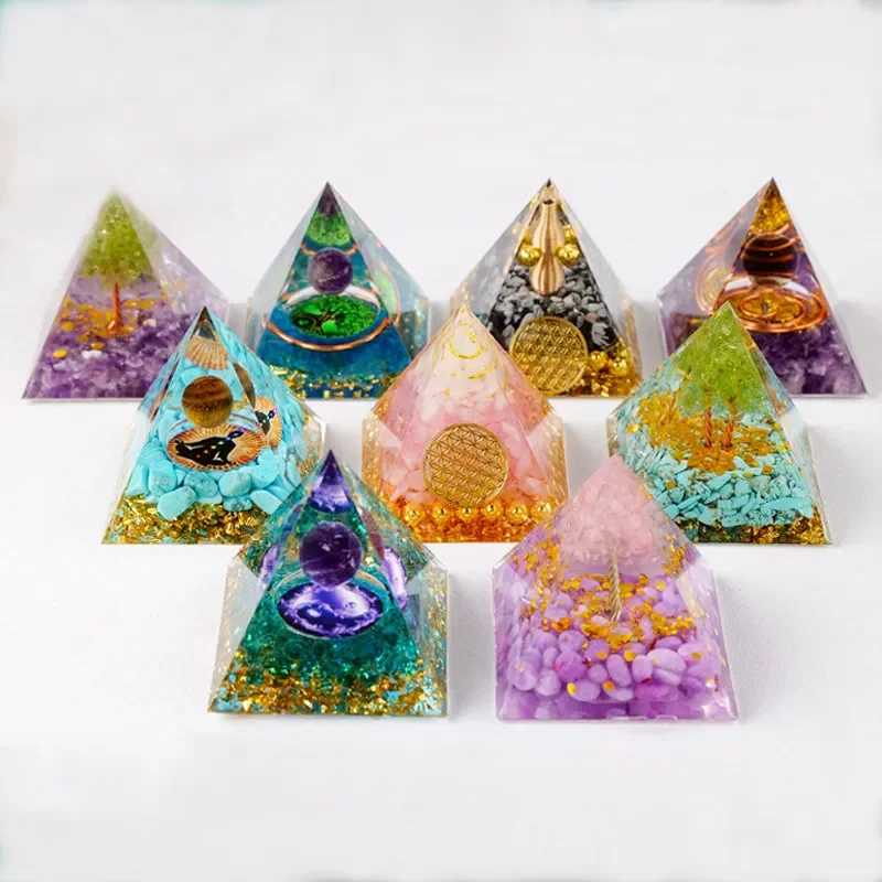 

Wholesale 5cm crystal pyramid healing seven chakra orgone pyramid healing room decoration