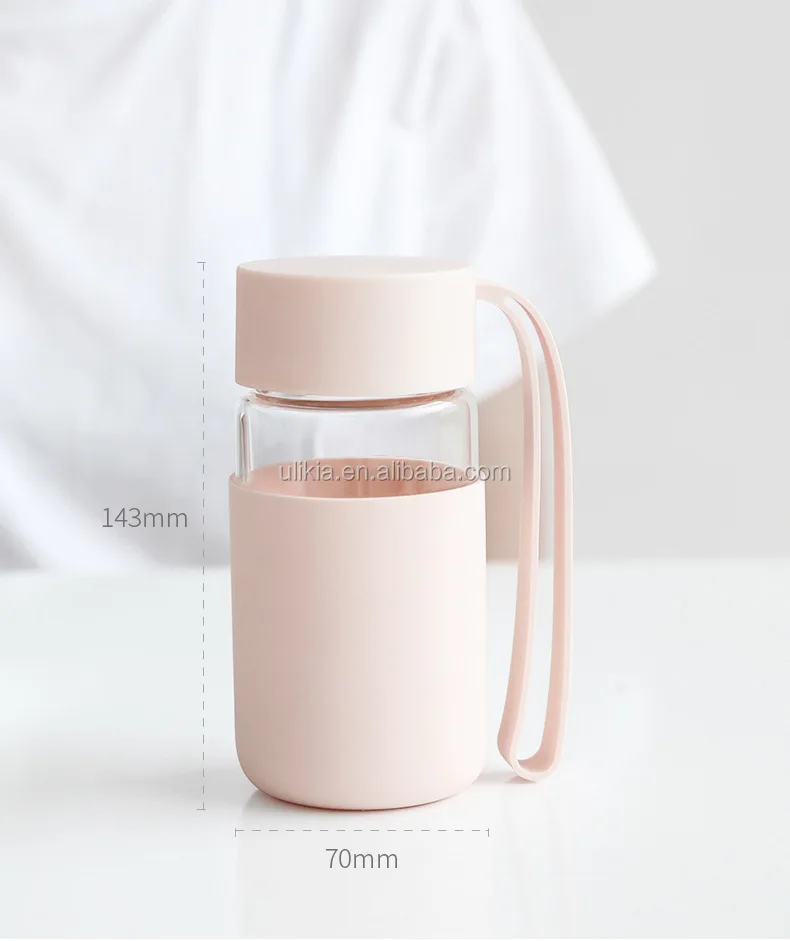 Drinking Cup for Kids,Travel Juice Cup Travel Mug QGYBL192 ONE Day 300ML Glass Water Bottle with Silicone Sleeve and Carrying Loop BPA Free Drinking Cup for Kids,Travel Juice Cup Travel Mug QGYBL192 ONE Day 300ML Glass Water Bottle with Silicone Sleeve and Carrying Loop BPA Free