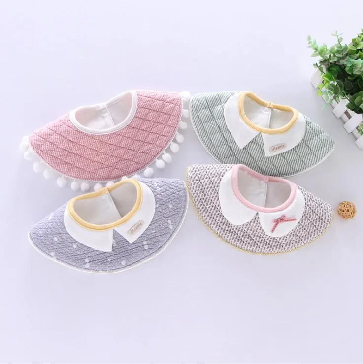 2019 Eu style round bibs 360 degree circular rotating decorative collar baby waterproof mouth towel bibs