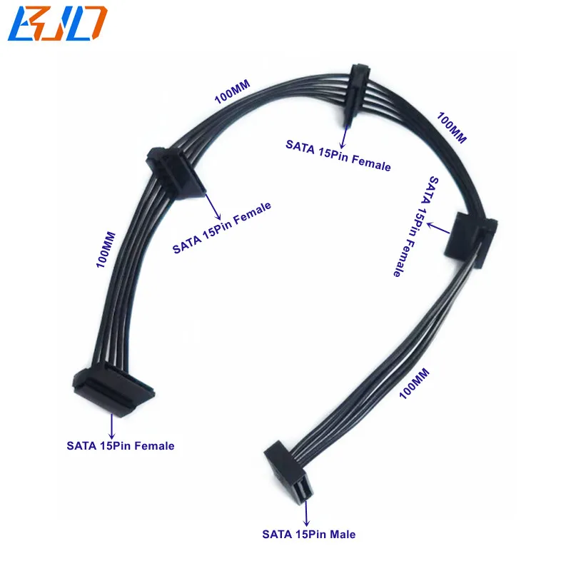 

40CM SATA 15Pin Power Splitter Adapter Cable - M/F - 4x Serial ATA Power Splitter Cable, As shown in picture