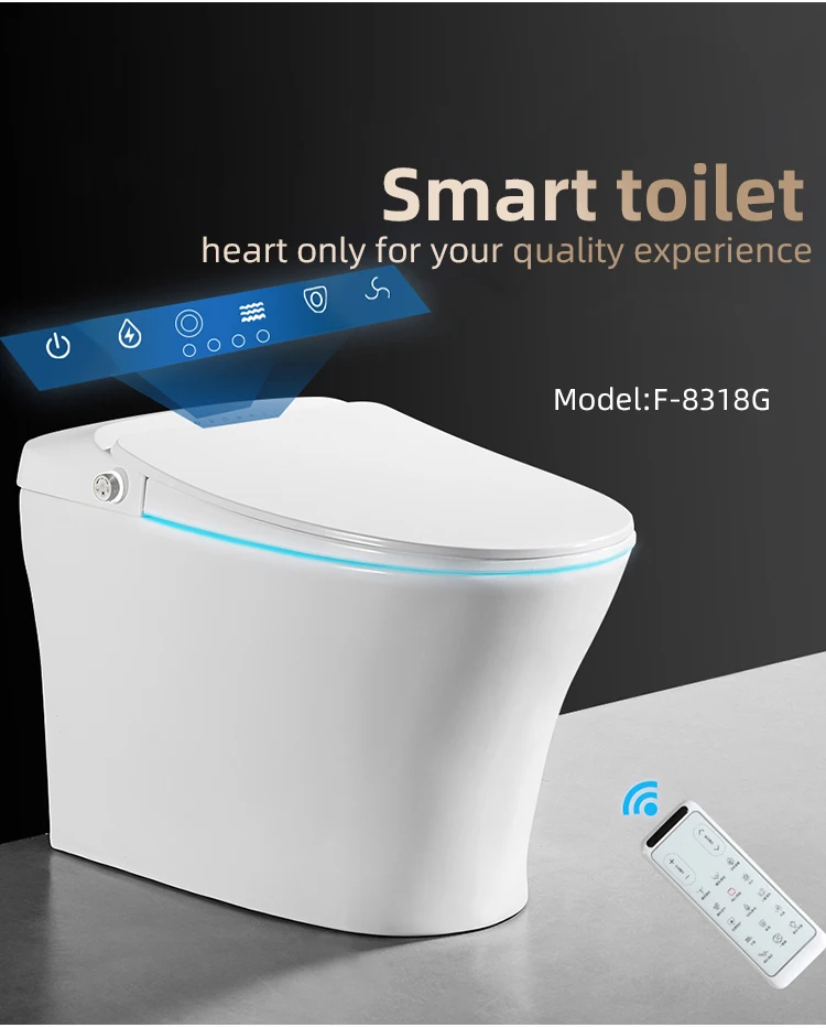 Wholesale bathroom toilets one piece automatic flushing washroom induction seat cover smart toilet
